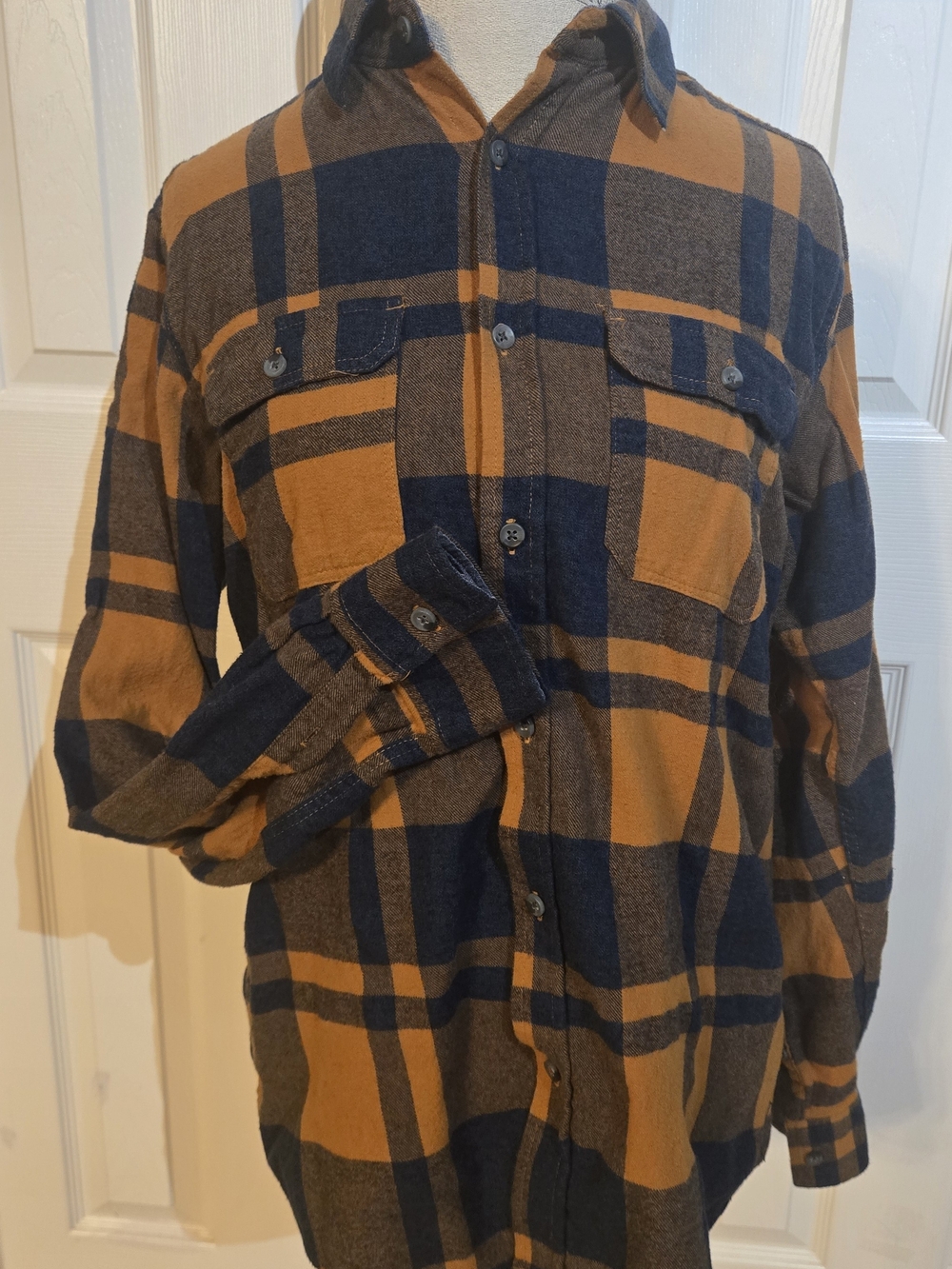 Ocean Current Plaid Shirt in Mustard, Navy & Brown